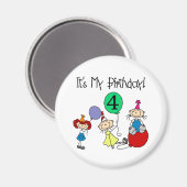 Aimant 4e Stick Kids Party Anniversaire Tshirts et cadeau (Recto/Verso)