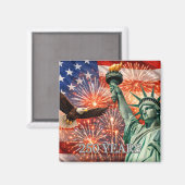 Aimant 4th of July Liberty Eagle Fireworks USA 250th (Recto/Verso)