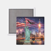 Aimant 4th of July USA 250th Statue of Liberty Rocket (Recto/Verso)