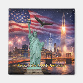 Aimant 4th of July USA 250th Statue of Liberty Rocket (Devant)