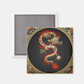Aimant [500] Dragon chinois d'or Fucanglong (Recto/Verso)