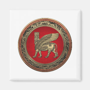 Aimant [500] Taureau ailé assyrien - Lamassu d'or