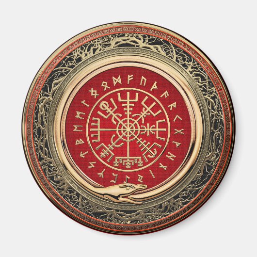 Aimant [500] Vegvisir - Viking Gold Magic Runic Compass (Devant)