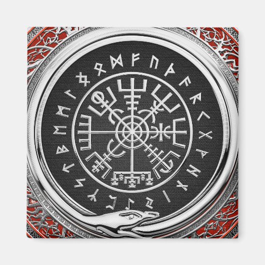 Aimant [500] Vegvisir - Viking Silver Magic Runic Compass (Devant)