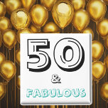 Aimant 50 et fabuleux 50e anniversaire Célébration<br><div class="desc">Êtes-vous prêt à célébrer la fabuleuse noblesse de 50 ? Notre 50 et fabuleux 50e anniversaire Magnet de célébrations est la façon parfaite de commémorer vos célébrations du 50e anniversaire de bash! Cet aimant de texte typographique moderne proclame audacieusement "Cinquante et fabuleux" en noir et bleu turquoise accrocheur, ce qui...</div>