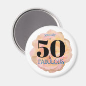 Aimant 50 et fabuleux fête d'anniversaire Pale Peach Rose (Recto/Verso)
