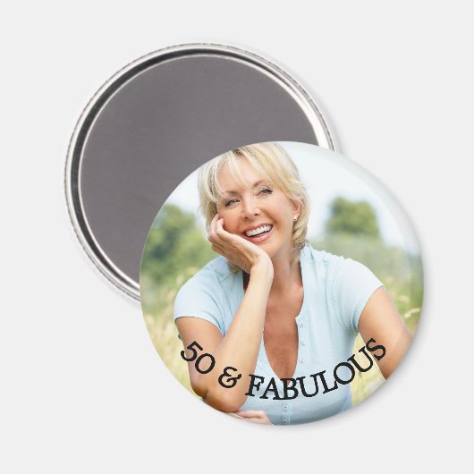 Aimant 50 fabulous birthday gold name photo (Recto/Verso)