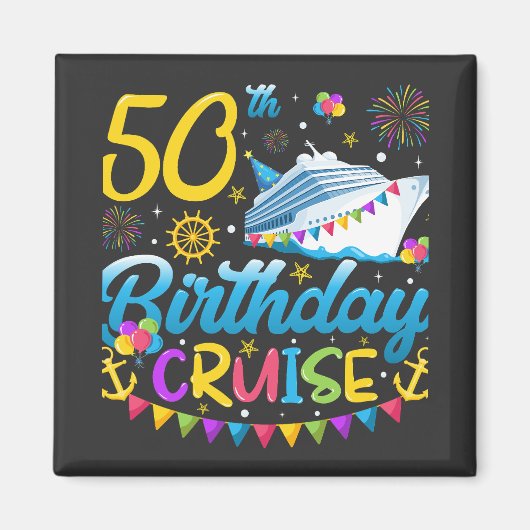 Aimant 50e anniversaire Croisière B-Day Carré de fête (Devant)