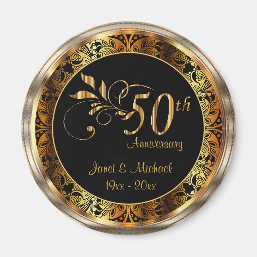 Aimant 50e anniversaire de Mariage d'or (Devant)