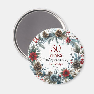 Aimant 50e anniversaire de Mariage d'or Elégant hiver
