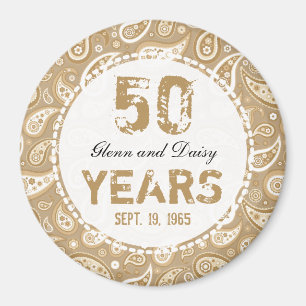 Aimant 50e anniversaire de Mariage d'or Motif Paisley