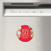 Aimant 50e Anniversaire des Ballons Rouge et Or (In Situ (Lave-vaisselle))