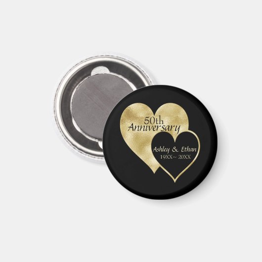 Aimant 50e anniversaire du mariage Coeurs (Recto/Verso)