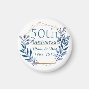 Aimant 50e anniversaire du Mariage Floral et Gold