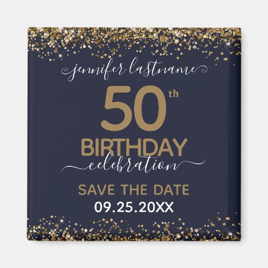 Aimant 50e anniversaire Enregistrer l'aimant de la date (Devant)