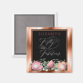 Aimant 50e anniversaire Monogramme Aquarelle Florale (Recto/Verso)