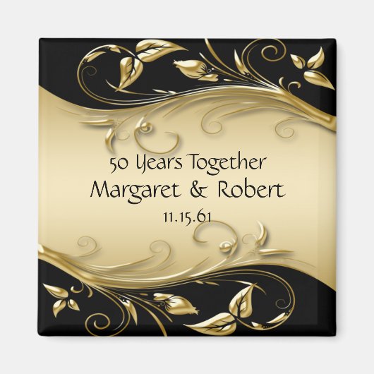 Aimant 50e anniversaire Or et Noir (Devant)