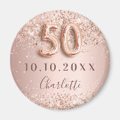 Aimant 50e anniversaire rose or blush enregistrer la date (Devant)