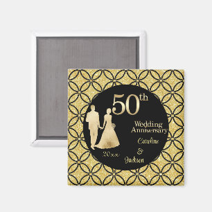 Aimant 50e Couple d'or Parties scintillant Mariage Annive