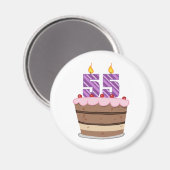 Aimant 55 ans sur le gâteau d'anniversaire (Recto/Verso)