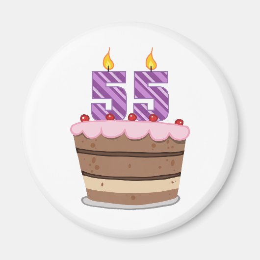 Aimant 55 ans sur le gâteau d'anniversaire (Devant)
