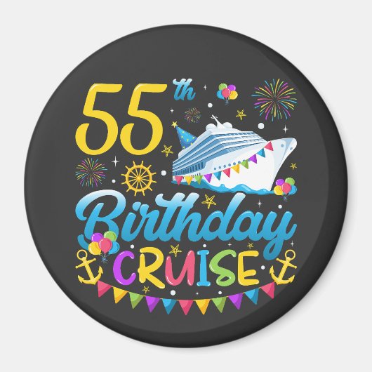 Aimant 55e anniversaire Croisière B-Day Party Circle (Devant)