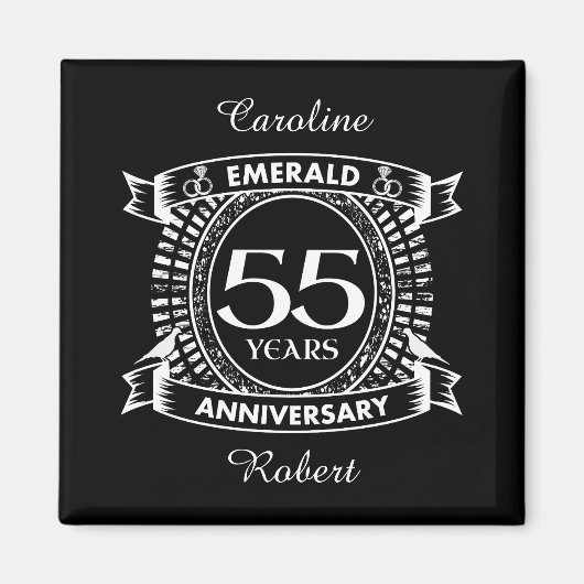 Aimant 55e anniversaire du mariage émeraude crête (Devant)