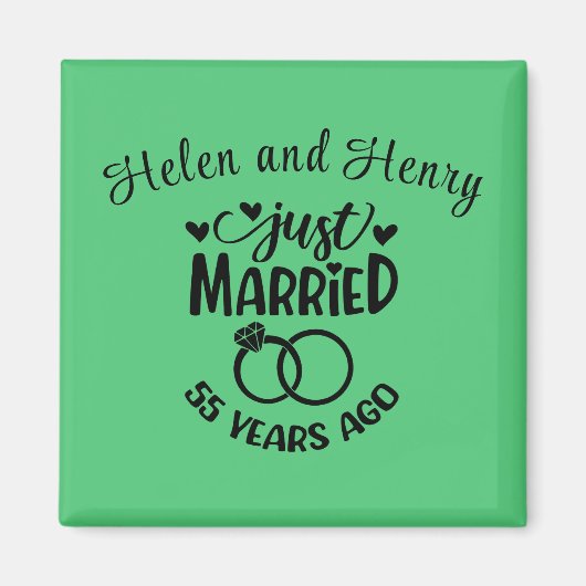Aimant 55e anniversaire du Mariage Noms personnalisés Éme (Devant)