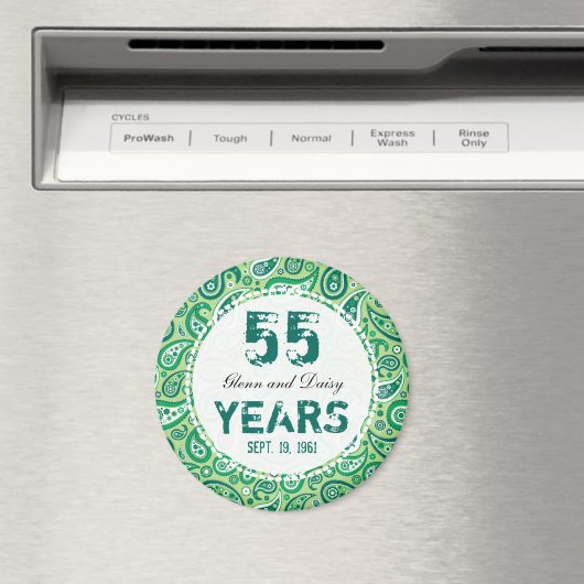 Aimant 55th Emerald Wedding Anniversary Paisley Pattern (In Situ (Lave-vaisselle))