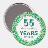 Aimant 55th Emerald Wedding Anniversary Paisley Pattern (Recto/Verso)