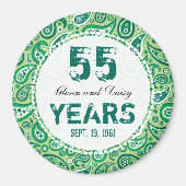 Aimant 55th Emerald Wedding Anniversary Paisley Pattern (Devant)