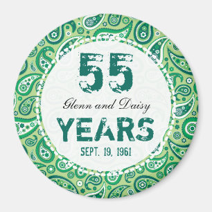 Aimant 55th Emerald Wedding Anniversary Paisley Pattern