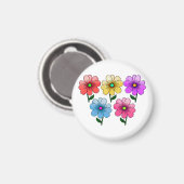Aimant 5 Fleurs de couleur (Recto/Verso)