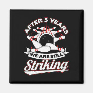 Aimant 5e Mariage Anniversaire de bowling frappant 5 ans