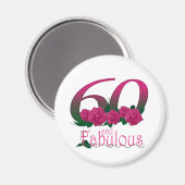 Aimant 60 et fabuleux 60e anniversaire diva rose floral (Recto/Verso)