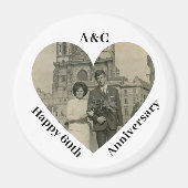 Aimant 60 Mariage Anniversaire Couple Keepsaké Heart Phot (Devant)