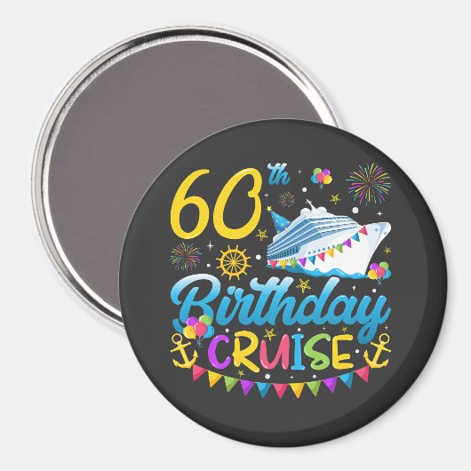 Aimant 60e anniversaire Croisière B-Day Party Circle (Recto/Verso)