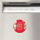 Aimant 60e Anniversaire des Ballons Rouge et Or (In Situ (Lave-vaisselle))