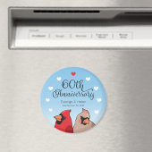 Aimant 60e anniversaire du Mariage, Cardinal Bird and Hea (In Situ (Lave-vaisselle))