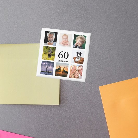 Aimant 60e anniversaire fête photo collage mec