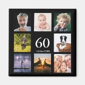 Aimant 60e anniversaire fête photo collage mec noir (Devant)