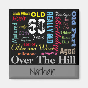 Aimant 60e anniversaire heureux en style Graffiti