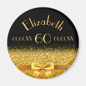 Aimant 60e anniversaire noir or élégant monogramme (Devant)