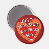 Aimant 60e anniversaire ou toute année Whimsical Heart Ca (Recto/Verso)