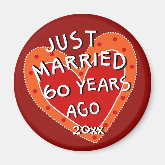 Aimant 60e anniversaire ou toute année Whimsical Heart Ca (Devant)