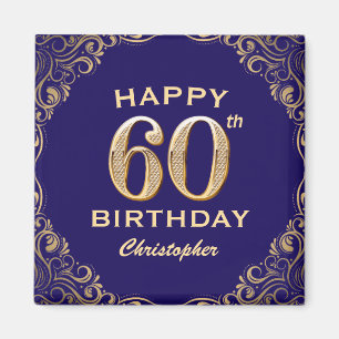 Aimant 60e anniversaire Parties scintillant marine bleu e