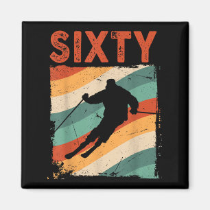 Aimant 60e Anniversaire Ski Rétro Ski 60 ans Hommes Fils
