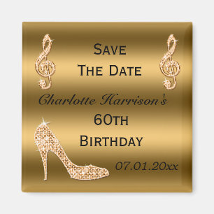 Aimant 60e Save The Date Gold Stiletto