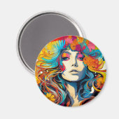 Aimant 60s 70s Hippy Woman Psychedelic Hippie (Recto/Verso)