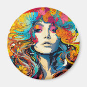 Aimant 60s 70s Hippy Woman Psychedelic Hippie (Devant)